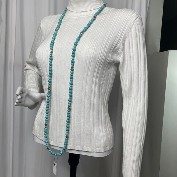 Chico's turquoise dyed stone beads with silver tone signed costume jewelry - Picture 3 of 15